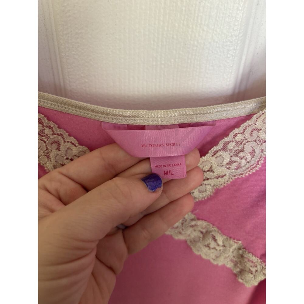 Y2K Victoria’s Secret Pink Lace Trim Babydoll Cami Coquette M Fairy Stretch - Picture 8 of 9